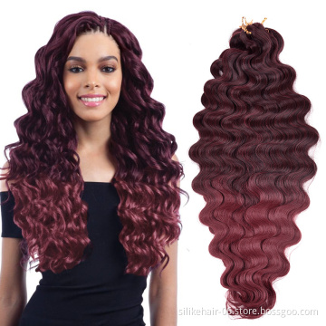 New Red Brown Long 28inch Pre-feathered Hybrid Water Wave Braids 3x Body Ocean Wave For Bulk Braiding Synthetic Hair Extensions